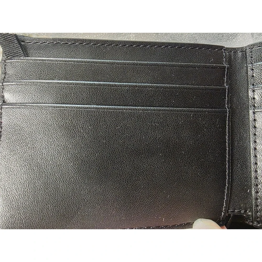 Michael Kors Andy Slim Billfold Wallet Black Leather Embossed Logo 86F5SANF5O